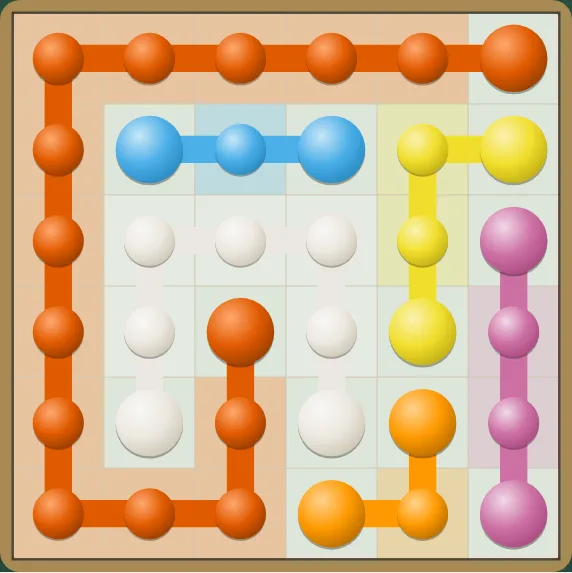 A finished 6×6 level on paper with a waypoint ring in one pair's colour