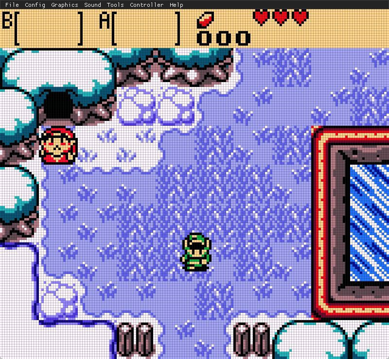 Seasons gameplay with a visible LCD-style pixel grid