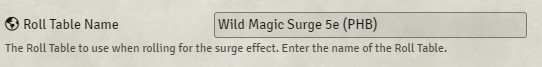 Enable Auto Roll on a Wild Magic Surge Table