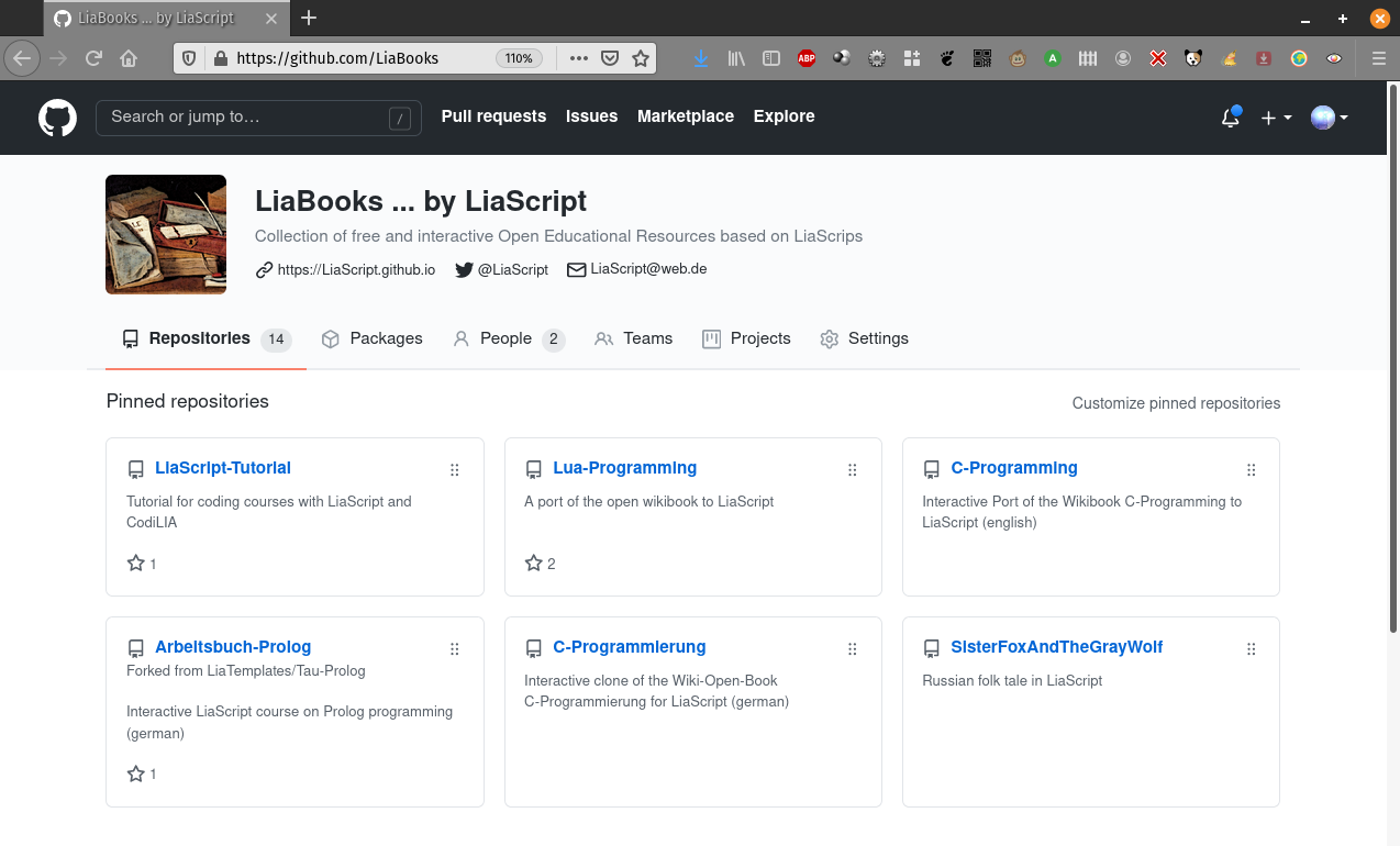 screenshot of the LiaBooks repository