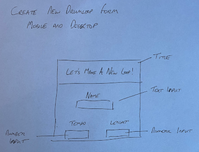 Wireframe of new drumloop creation form