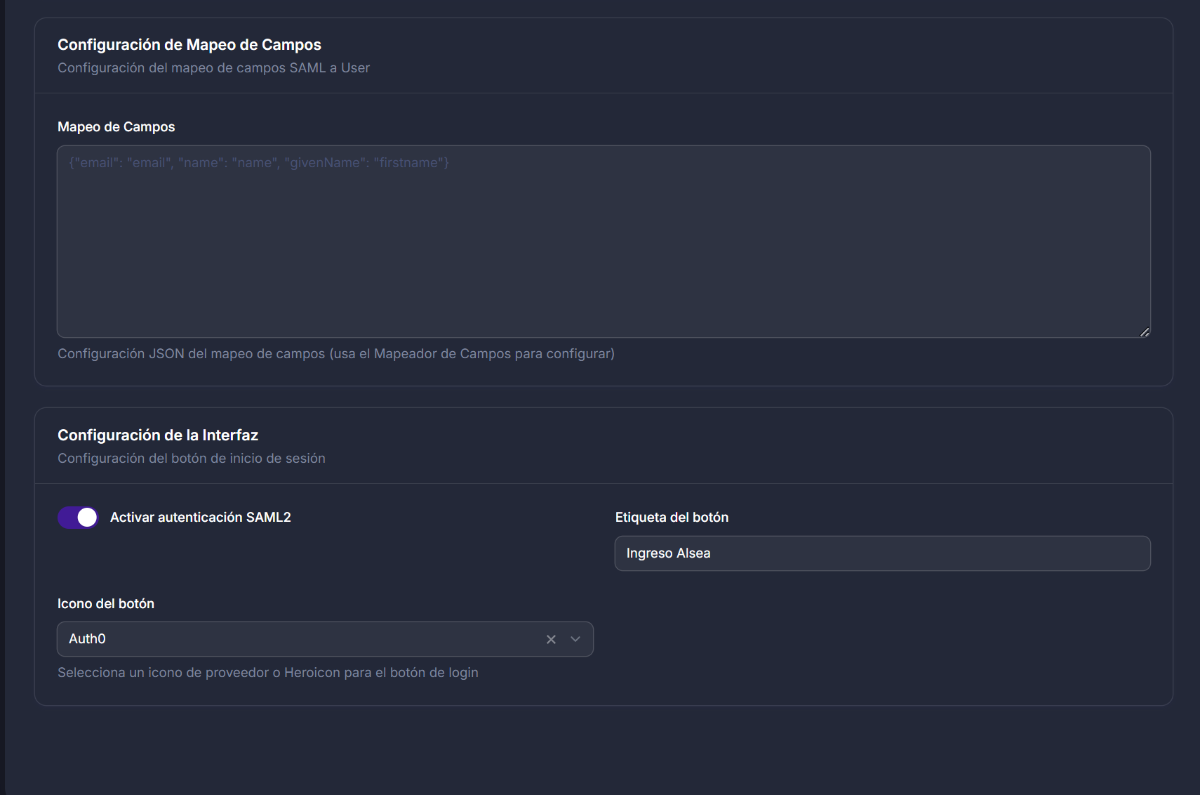 Field mapping and UI settings