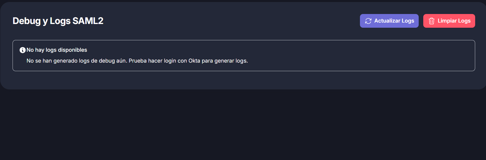 Debug logs page