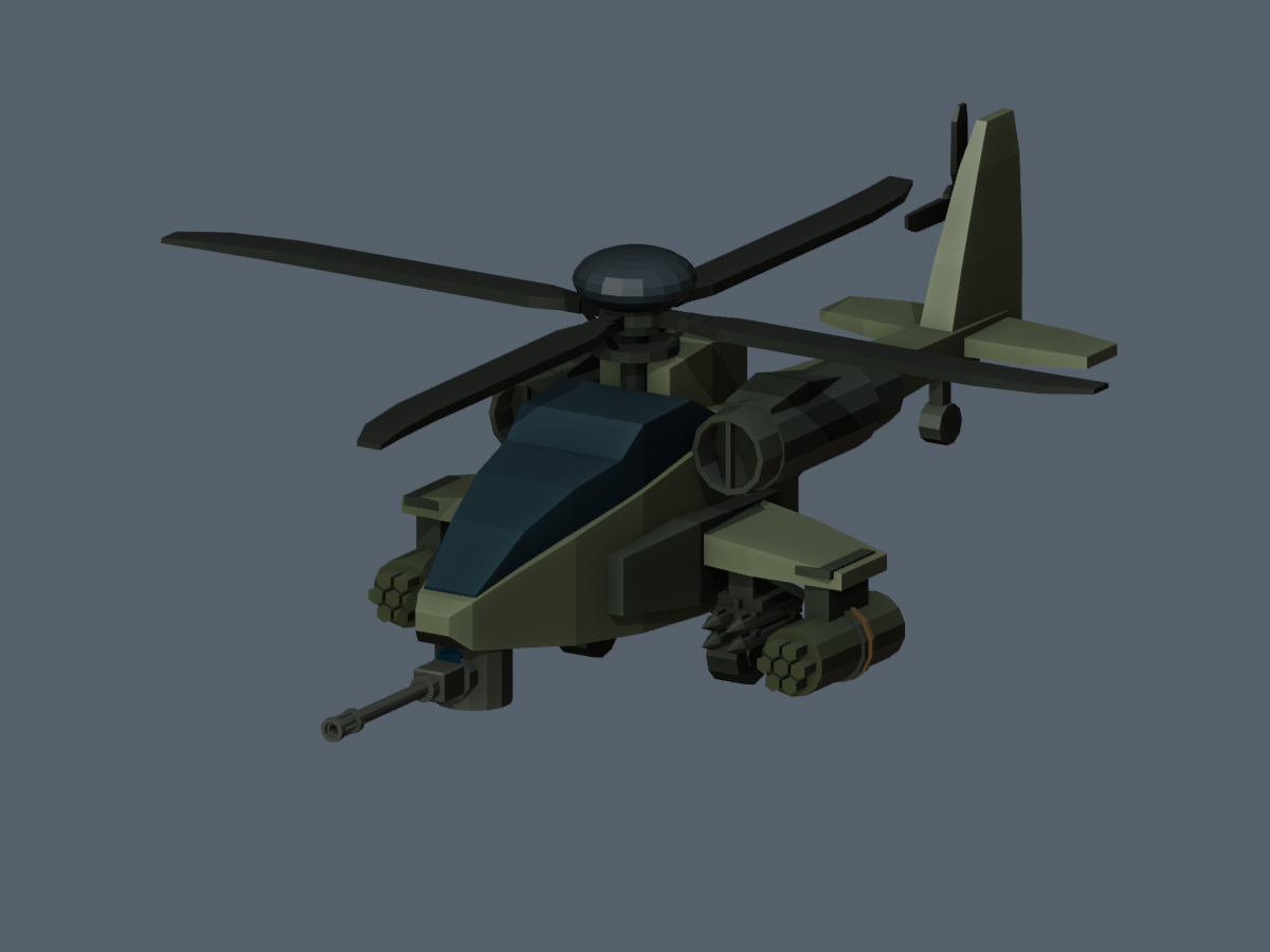 AH-64 1.1 model with the M230 chain gun
