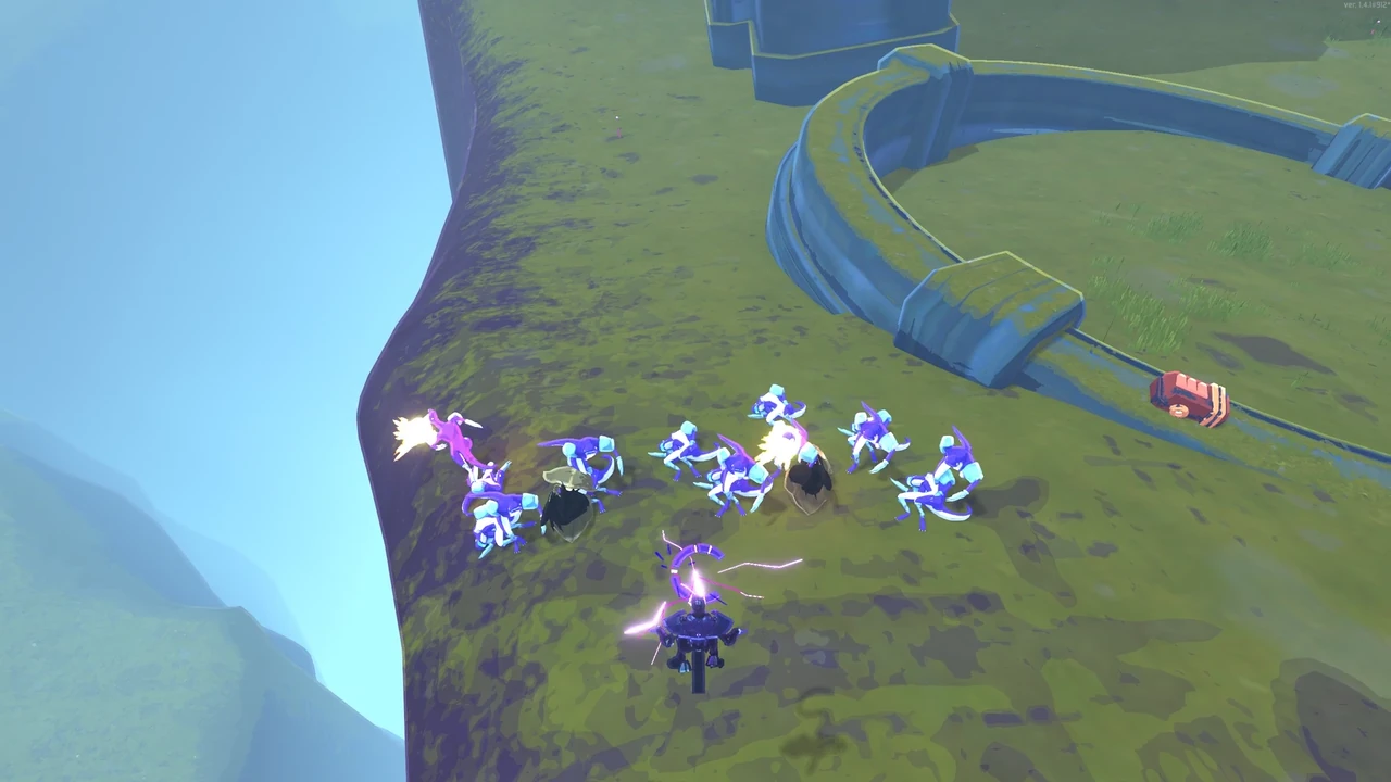 Gaze of the Hollow: the Saint rises and sweeps a forking lightning beam across a pack