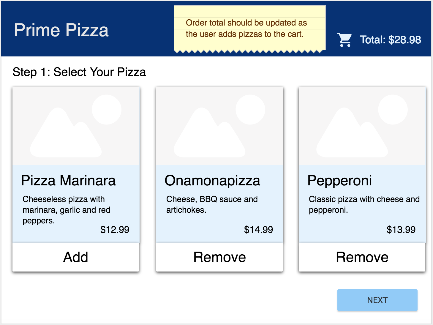 Select Pizza View