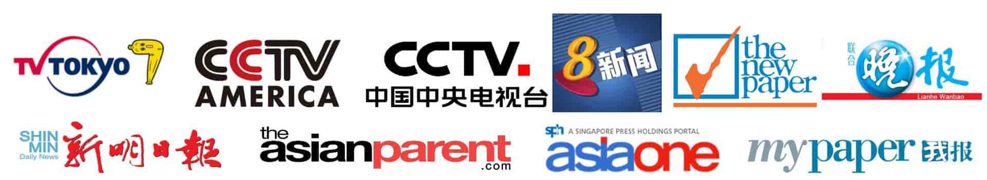 TV Tokyo, CCTV America, CCTV, Channel 8, The New Paper, Lianhe Wanbao, Shin Min, Asian Parent, AsiaOne, myPaper
