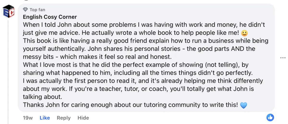 Testimonial screenshot