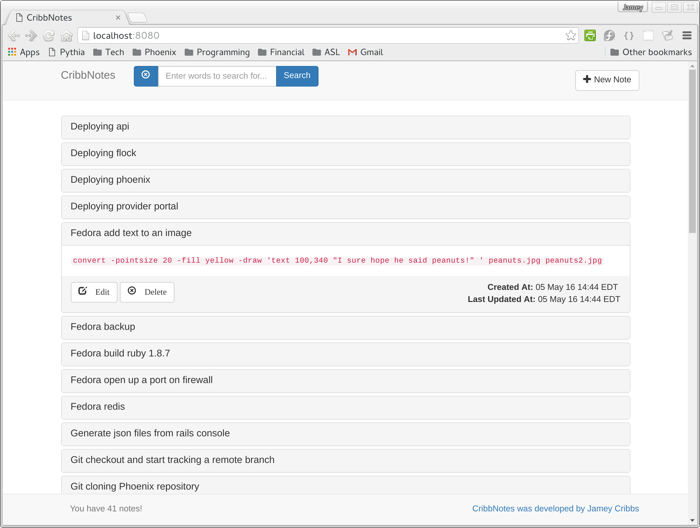 CribbNotes Example App