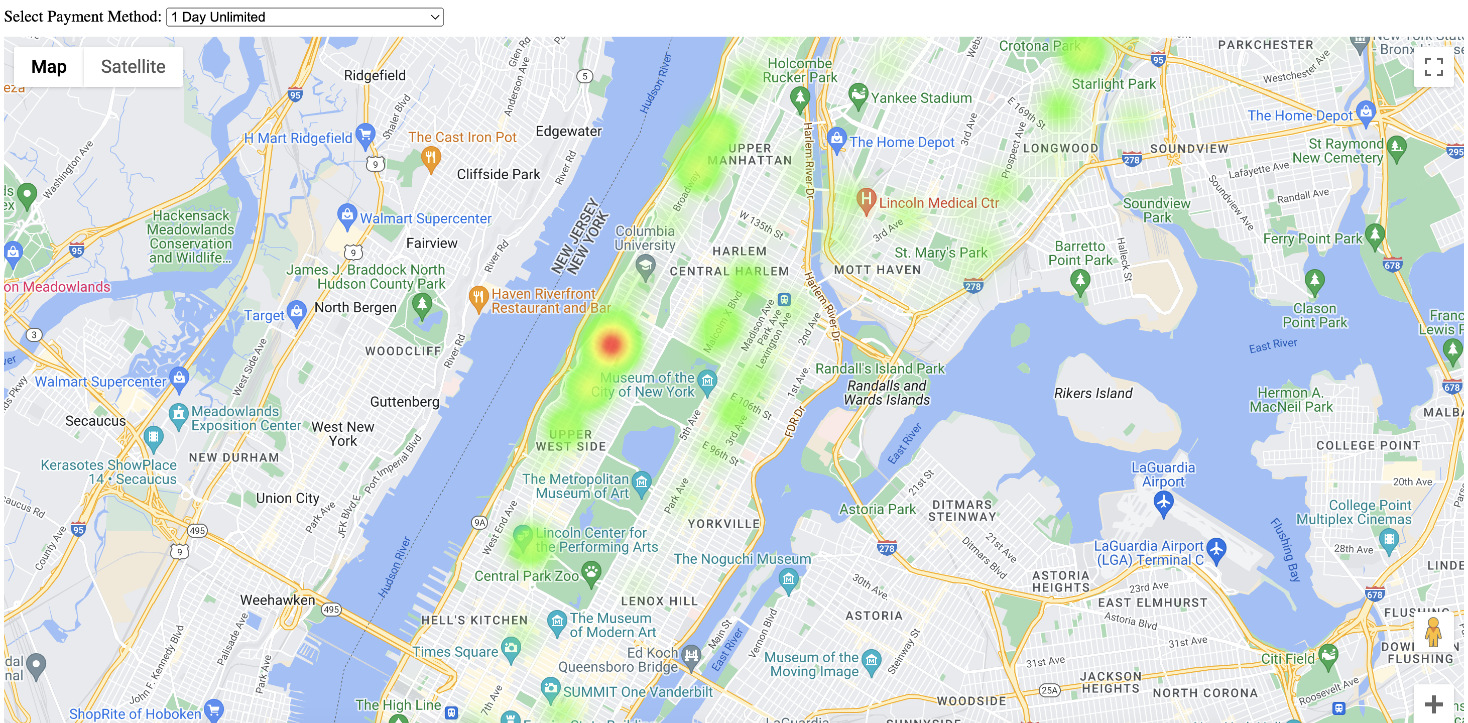 Metro Card Usage Heatmap