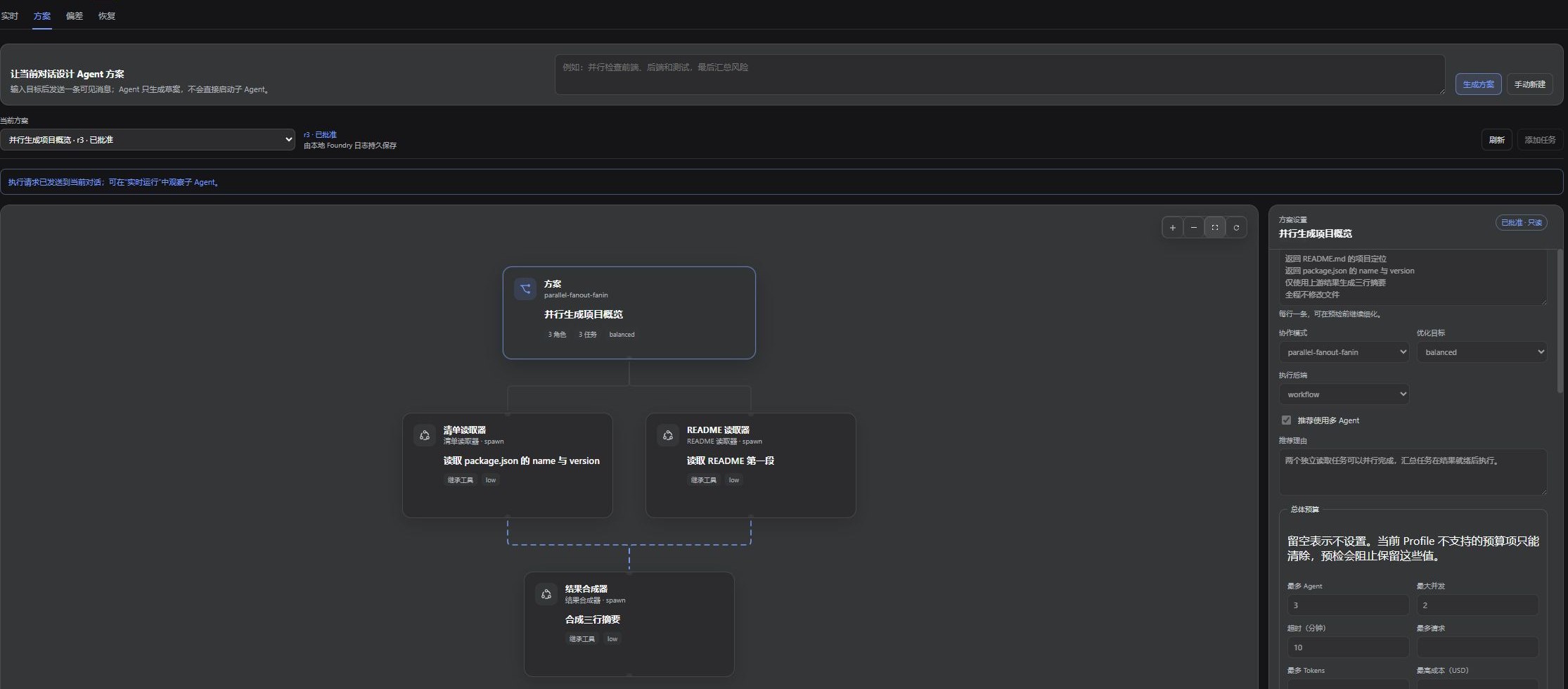 Plan roles, dependencies, providers, and budgets