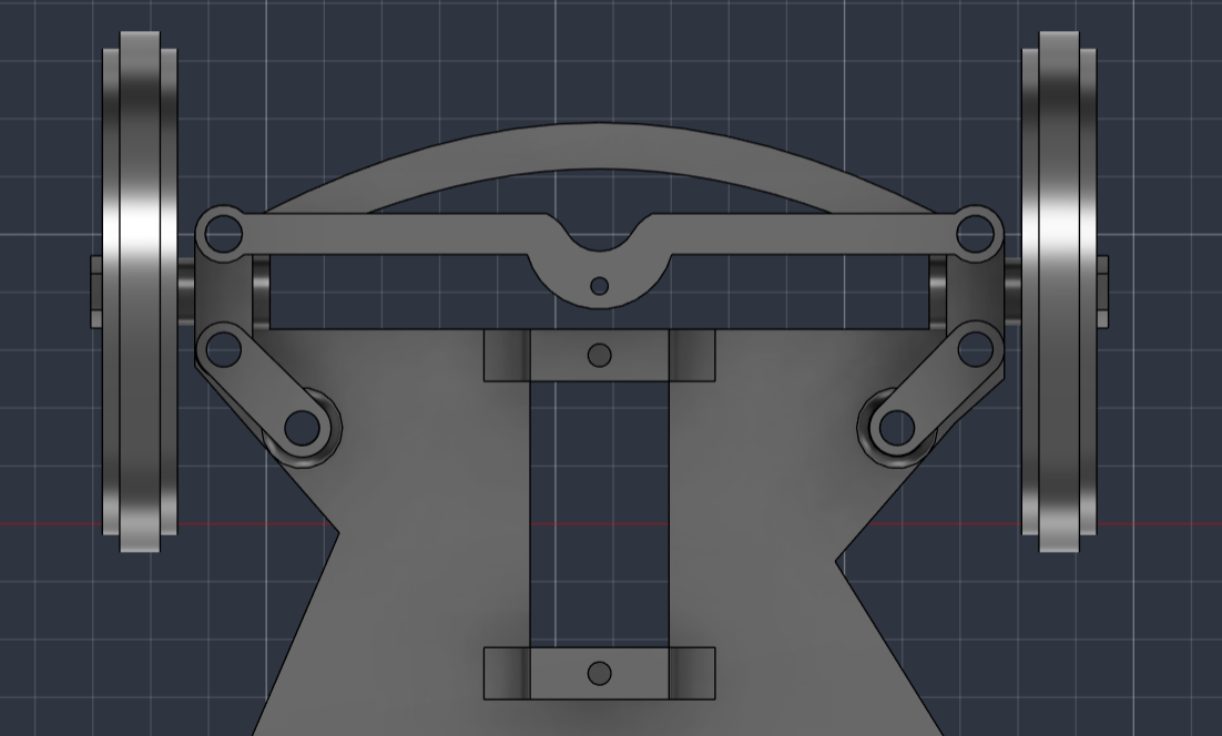 Front steering linkage, top view