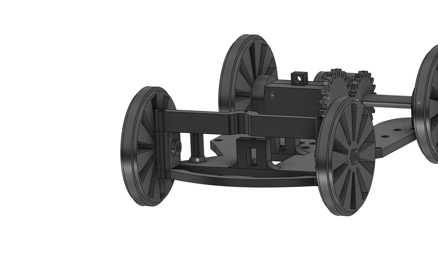 Full car assembly, angled view