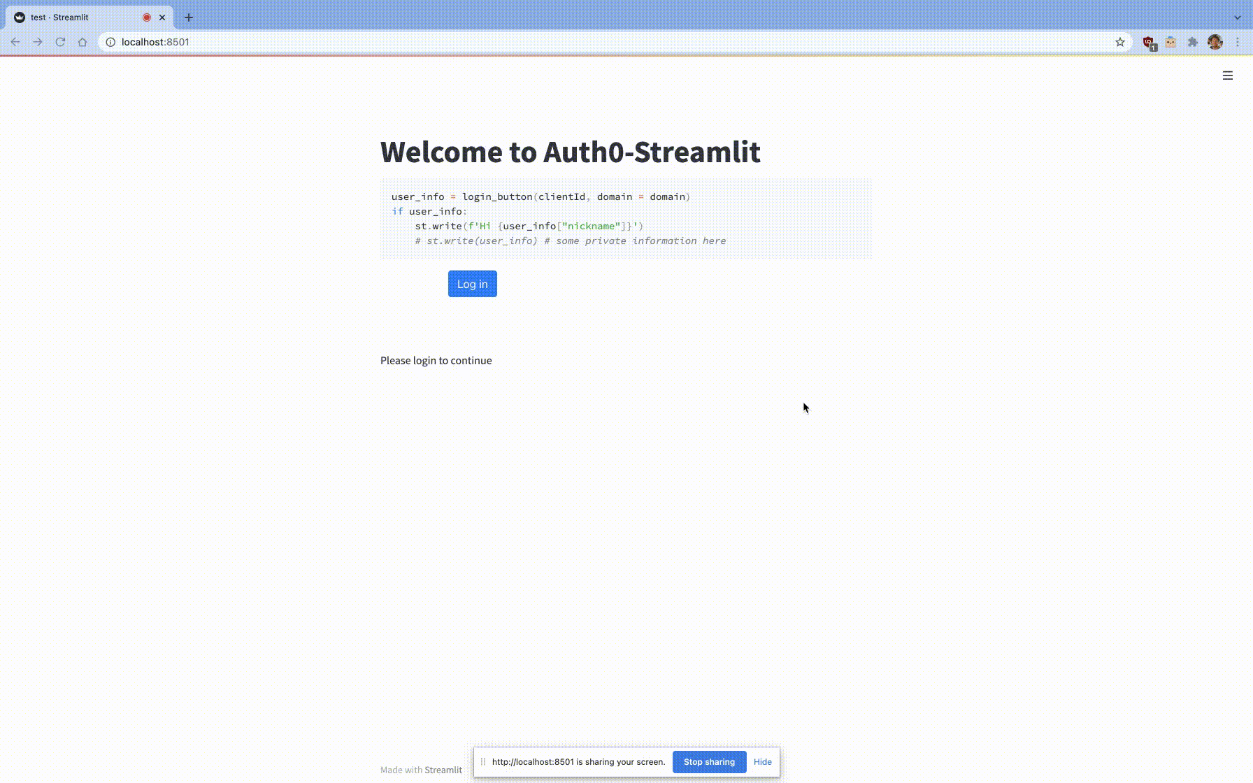 Example of Streamlit-Auth0|635x380