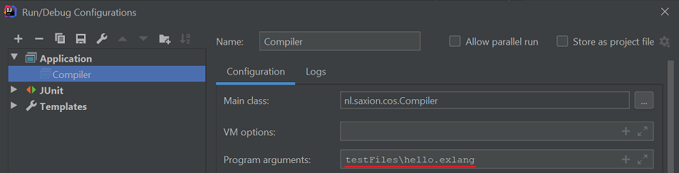 Screenshots showing run configuration combobox