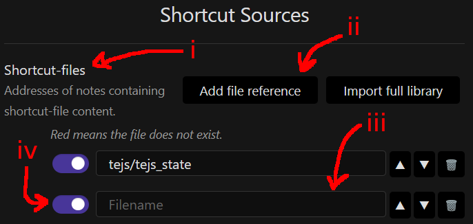 Shortcut-files setting