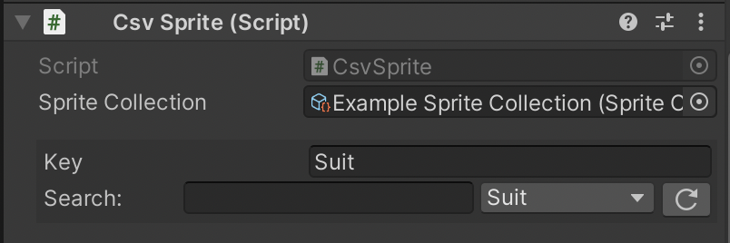 A screenshot of the Unity inspector for a CsvSprite component