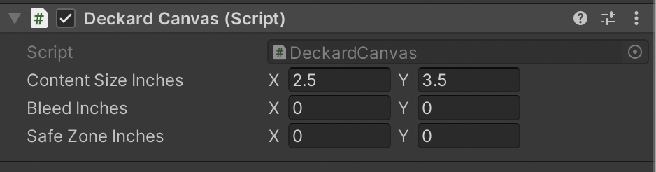 A screenshot of the Unity inspector for a DeckardCanvas component