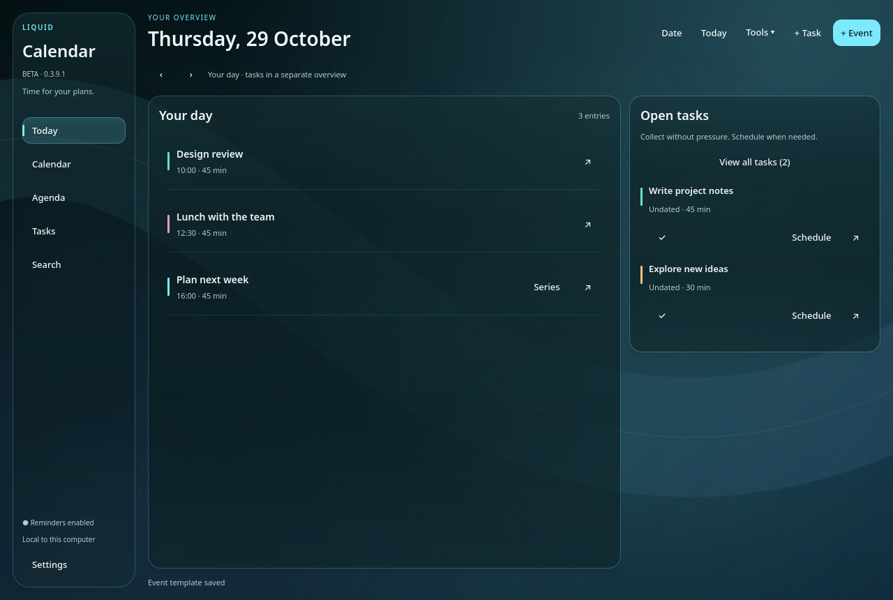 Liquid Calendar Today View