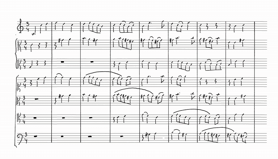 Animation of inference results on a full page of sheet music