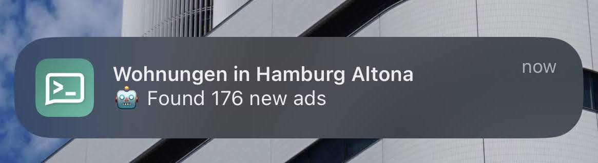 Screenshot of a push notification using ntfy.sh