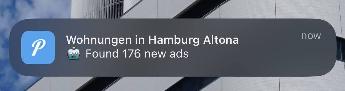 Screenshot of a push notification using Pushover