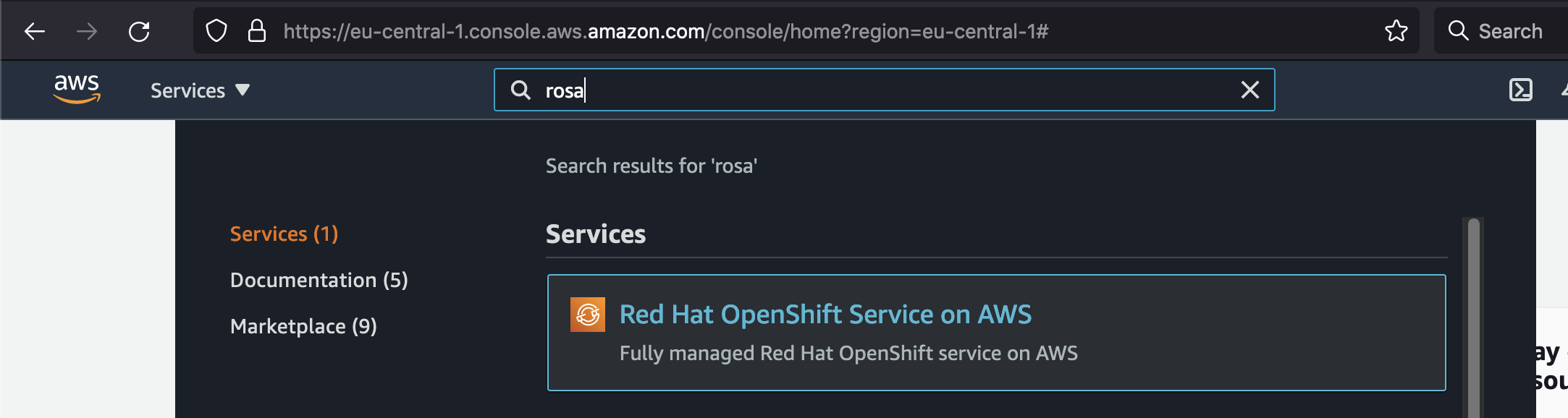 aws-console-rosa