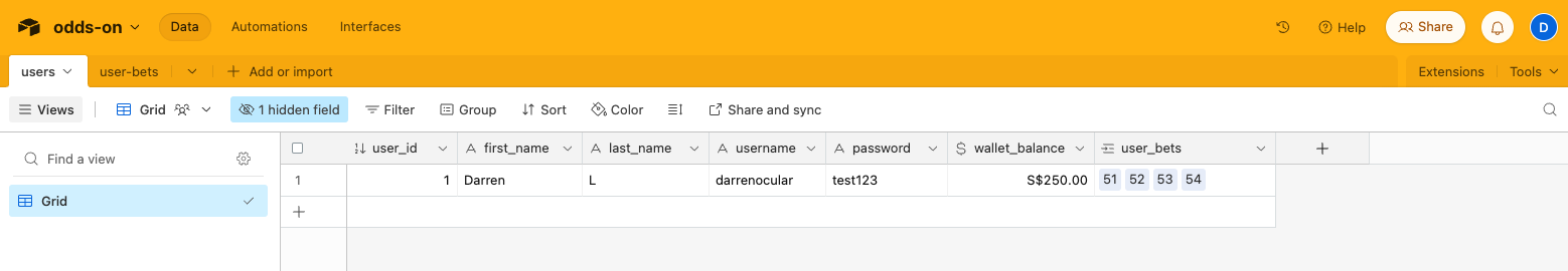 Airtable Users Table