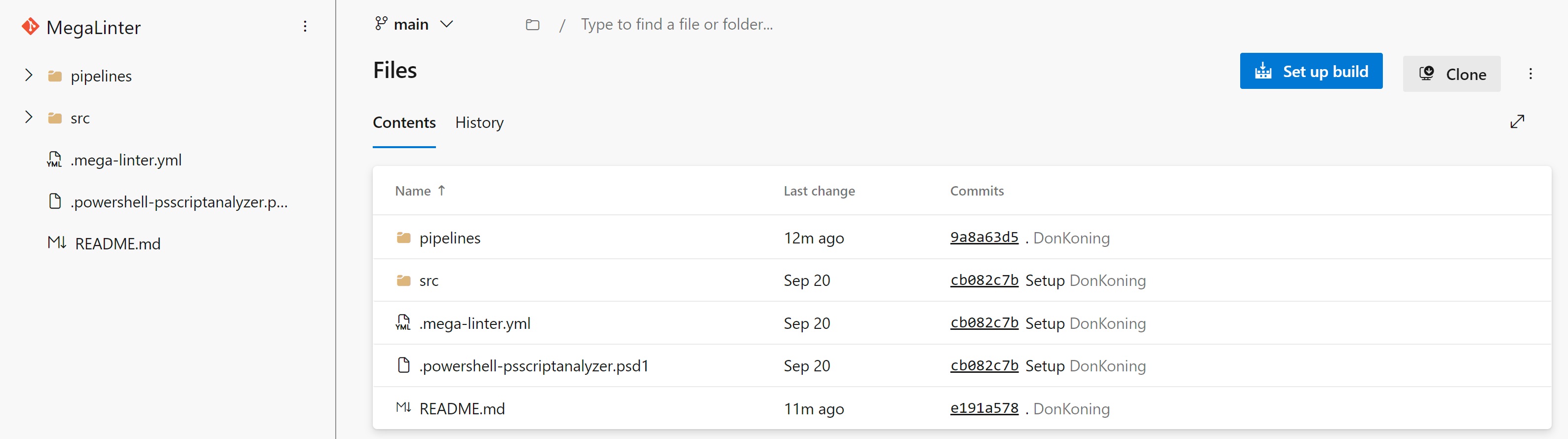 Imported repository result