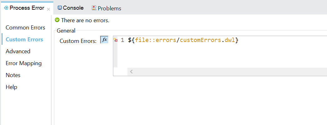 Custom Errors Tab