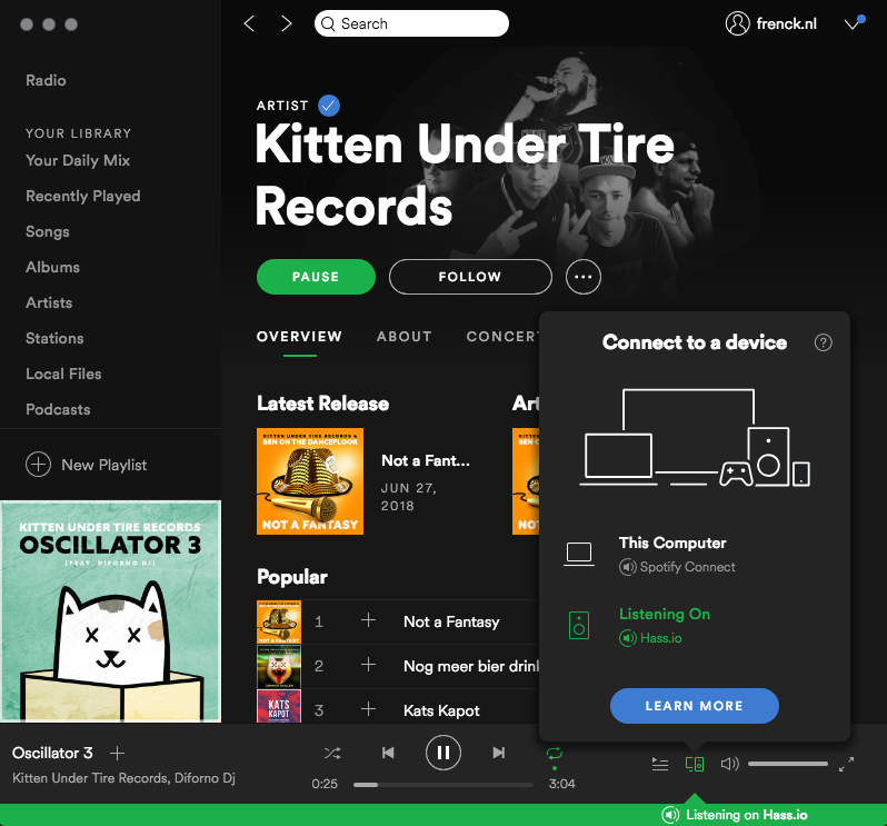 The Spotify Connect Hass.io add-on