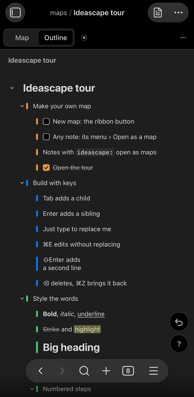 The same map as an outline on a phone