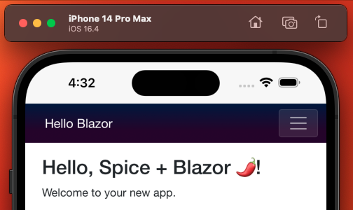 Screenshot of Blazor app on iOS