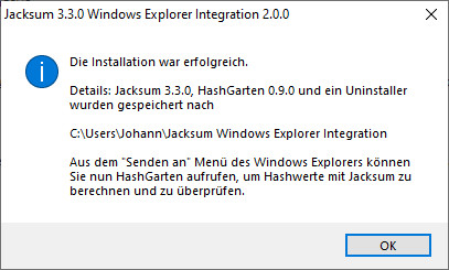 Jacksum File Explorer Integration Installation