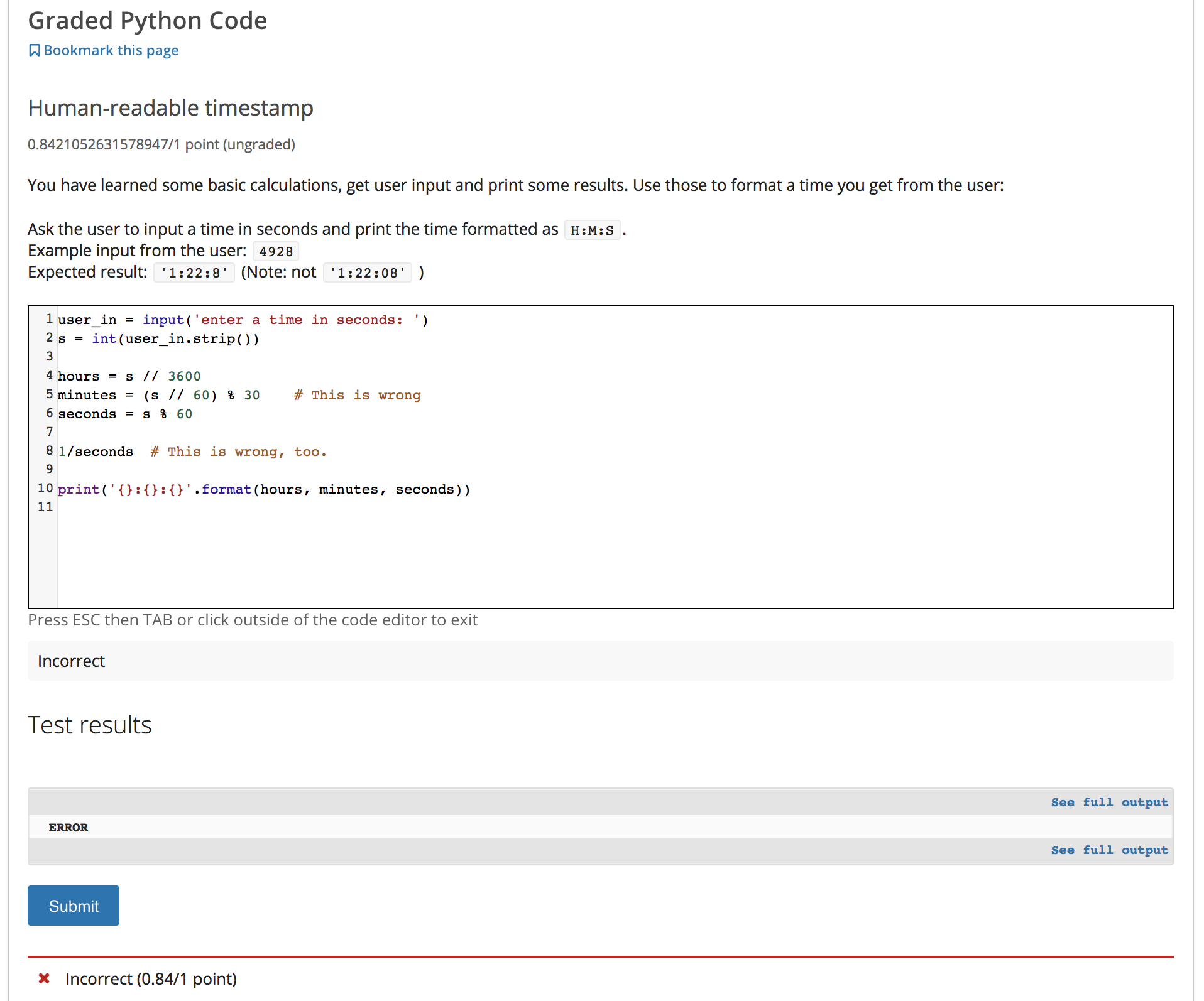 Solved example exercise