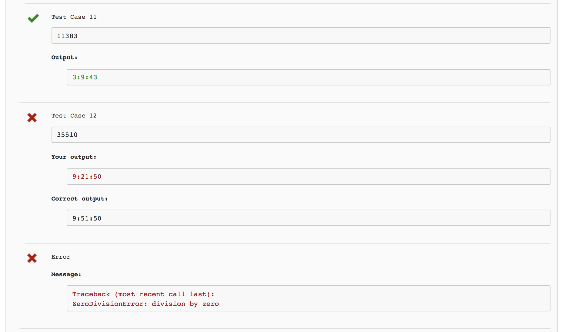 Feedback per test case