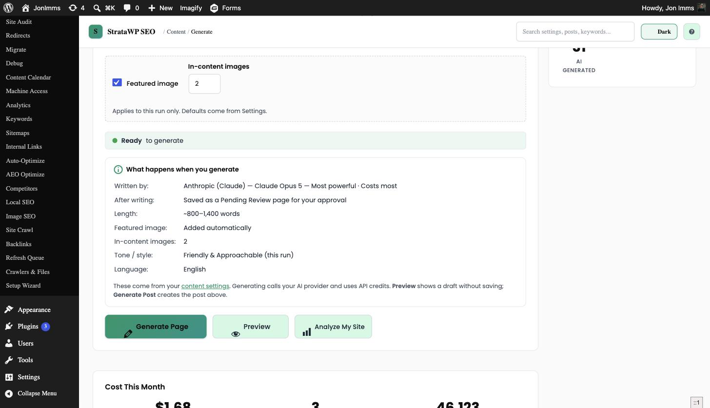 Live summary and generate buttons