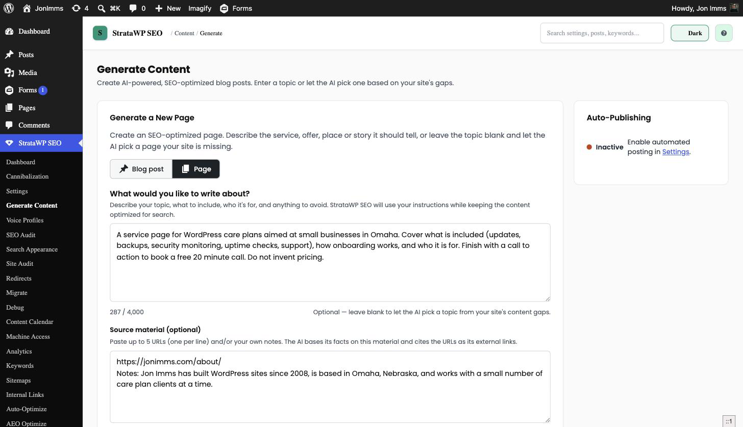 Generate a page