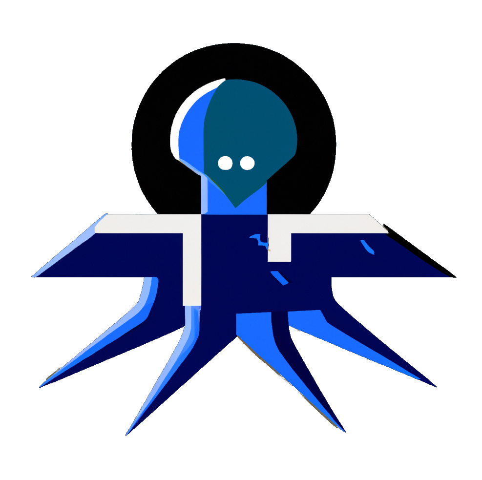 Image Created with DALL·E. Prompt: 'octopus-like alien futuristic teacher, abstract award-winning material design favicon blue flat colours'