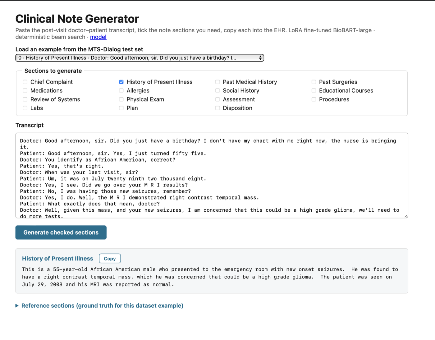 Clinical Note Generator Flask application