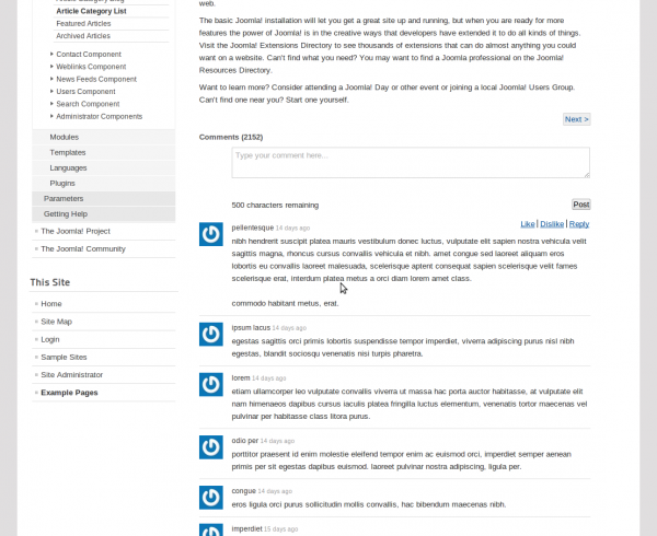 The comments section on an article page of a Joomla site