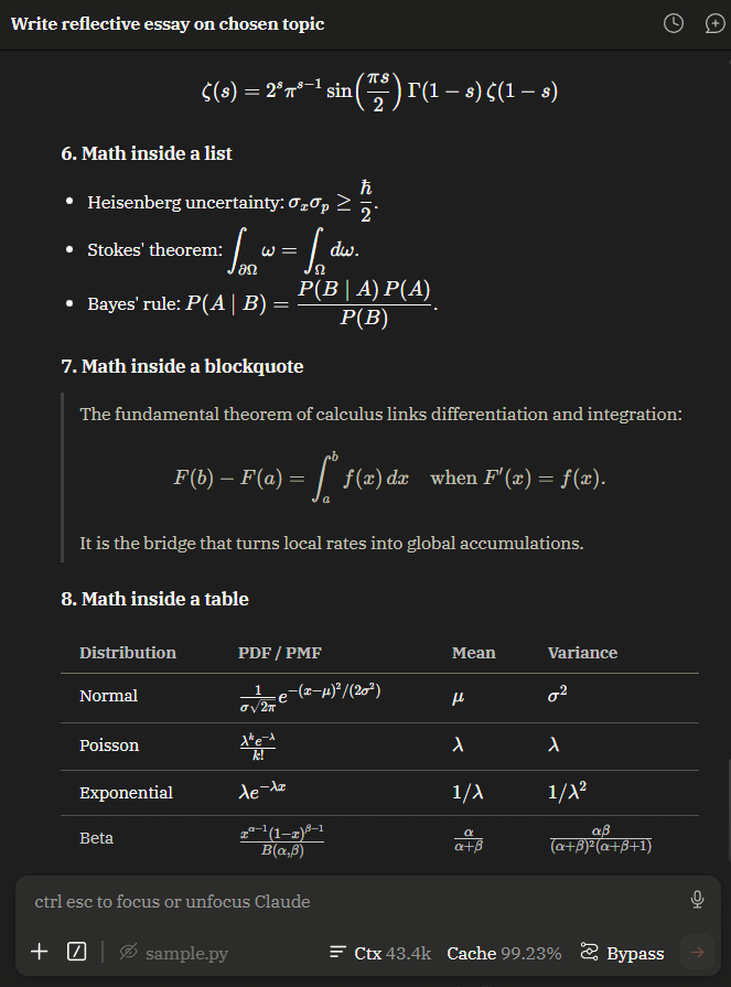 incipit math rendering: inline and display math inside lists, blockquotes, and table cells
