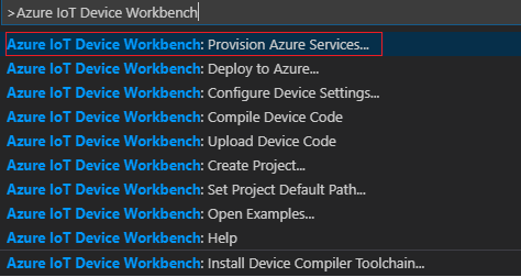 IoT Device Workbench: Cloud -> Provision