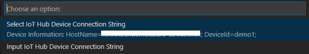 IoT Device Workbench: Device -> Connection string