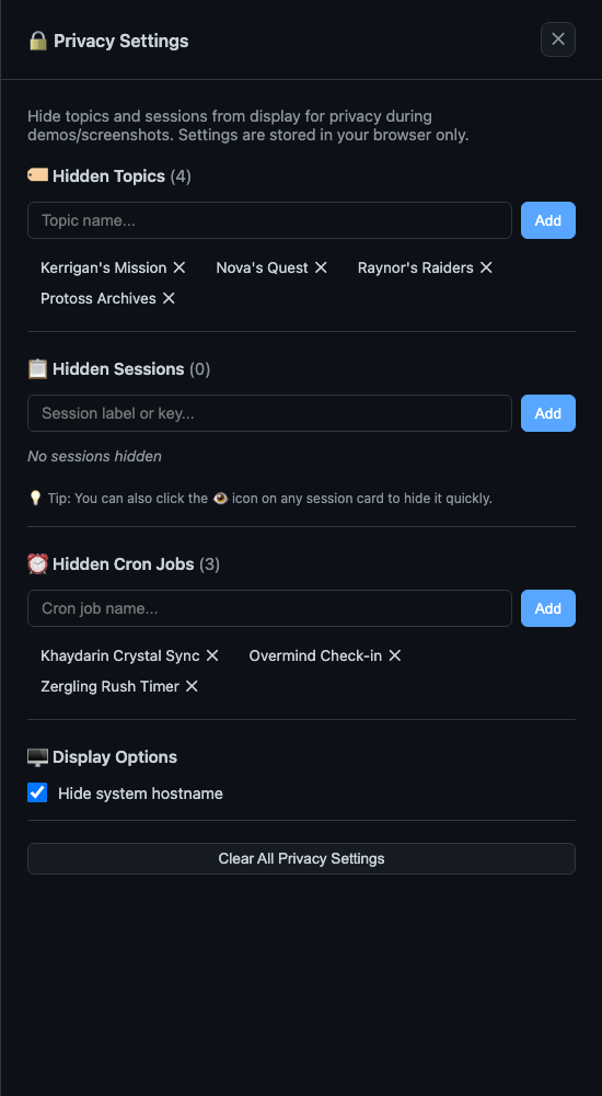 Privacy Settings Modal