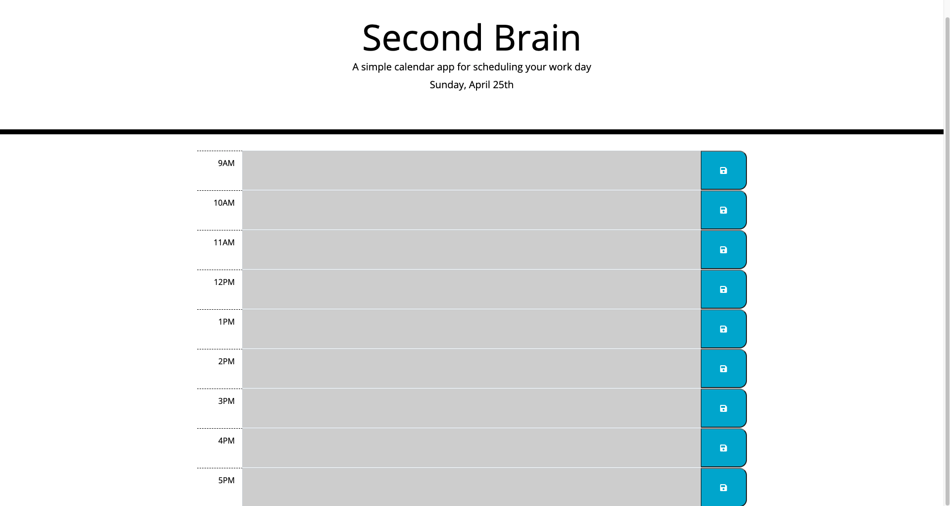 screenshot of Second Brain website