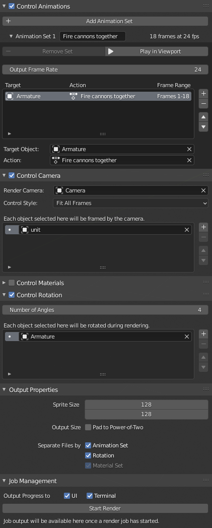 Add-on panel showing a valid configuration to demonstrate the overall appearance of the UI.