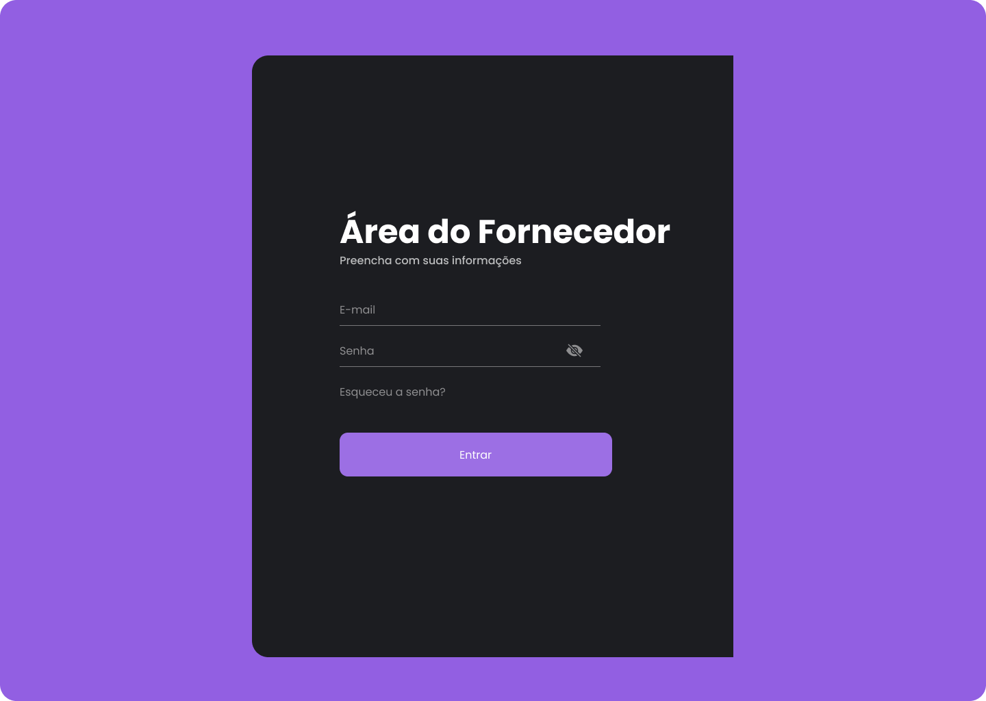 Login Fornecedor