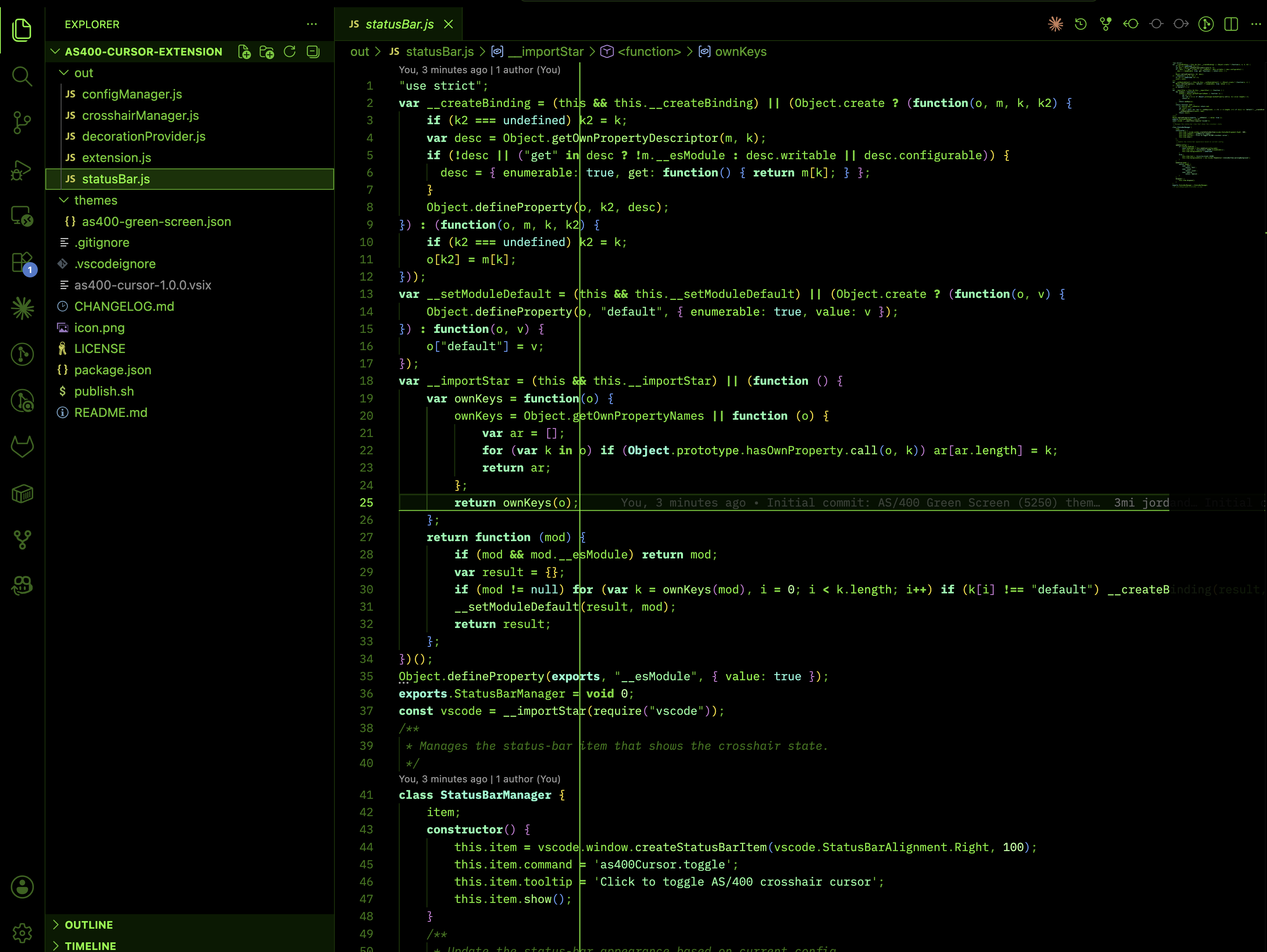 AS/400 Green Screen theme in VS Code