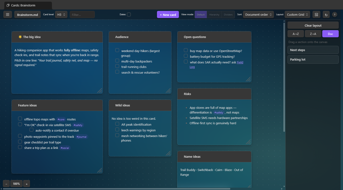 Brainstorming on the Custom Grid canvas